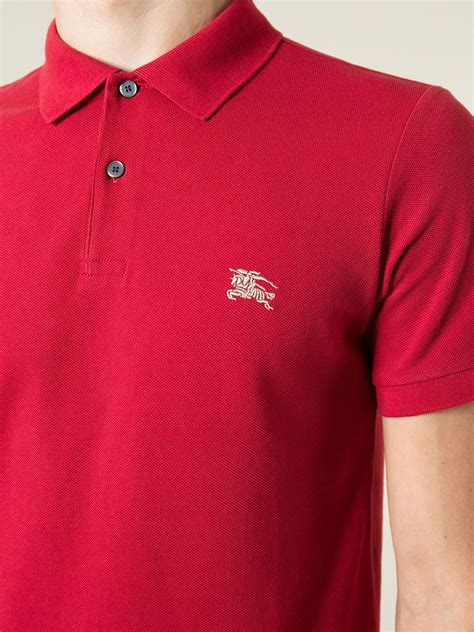 burberry polo red logo|red burberry polo shirts men.